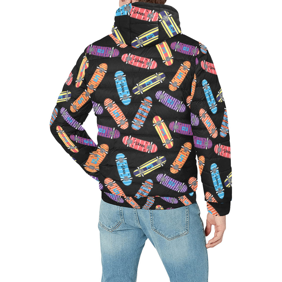 Skate Board Pattern Print Design 04 Men's Padded Hooded Jacket(ModelH42)