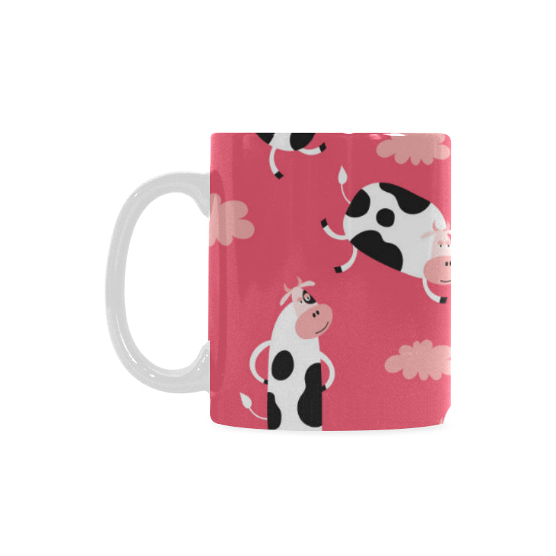 Cow Pattern Pink Background Classical White Mug (FulFilled In US)