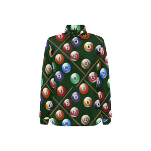 Billiard Ball Pattern Print Design 03 Women's Long Sleeve Polo Shirt