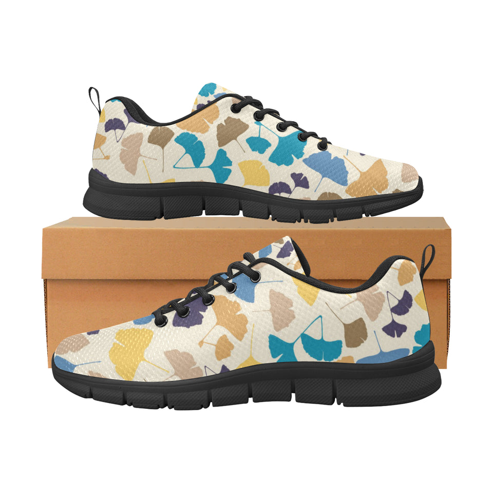 Colorful Ginkgo Leaves Pattern Men's Sneakers Black