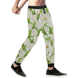 White Tulip Pattern Unisex Casual Sweatpants