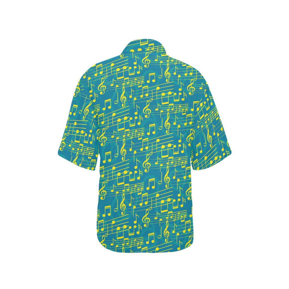 Music Notes Pattern Print Design 05 Women's All Over Print Hawaiian Shirt