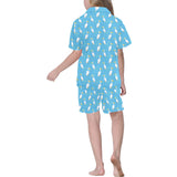 Pelican Pattern Print Design 02 Kids' Boys' Girls' V-Neck Short Pajama Set