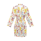 Teddy Bear Pattern Print Design 04 Women's Long Sleeve Belted Night Robe