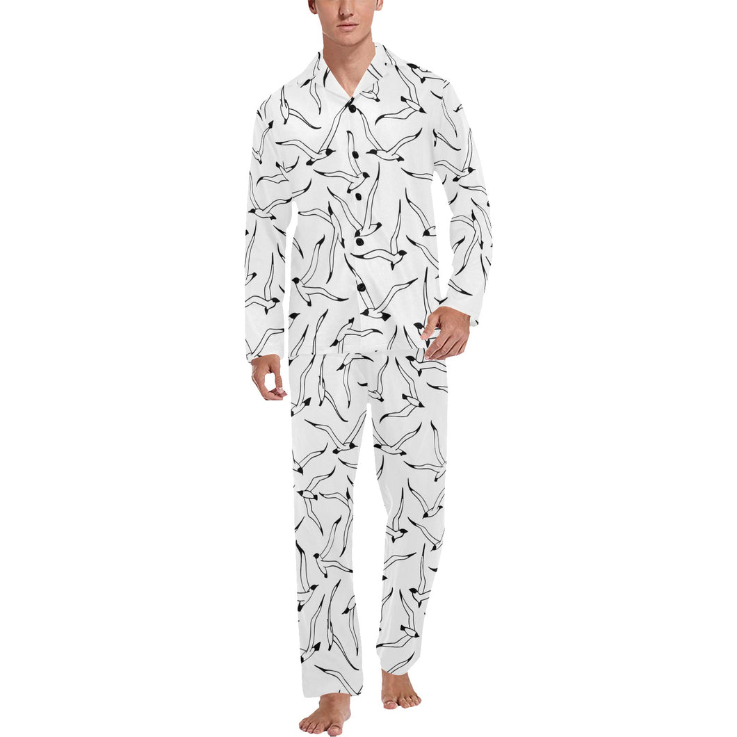 Seagull Pattern Print Design 04 Men's Long Pajama Set