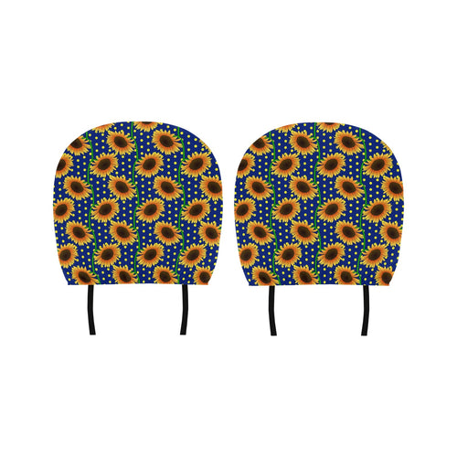 Sunflower Pokka Dot Pattern Car Headrest Cover