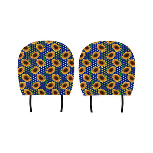 Sunflower Pokka Dot Pattern Car Headrest Cover