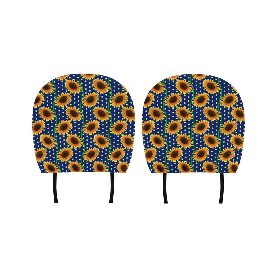 Sunflower Pokka Dot Pattern Car Headrest Cover