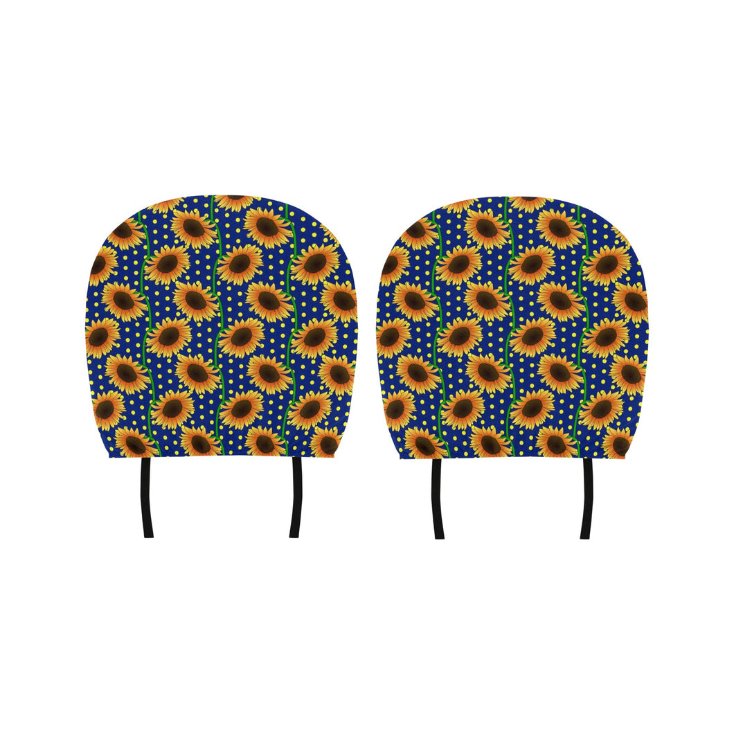 Sunflower Pokka Dot Pattern Car Headrest Cover