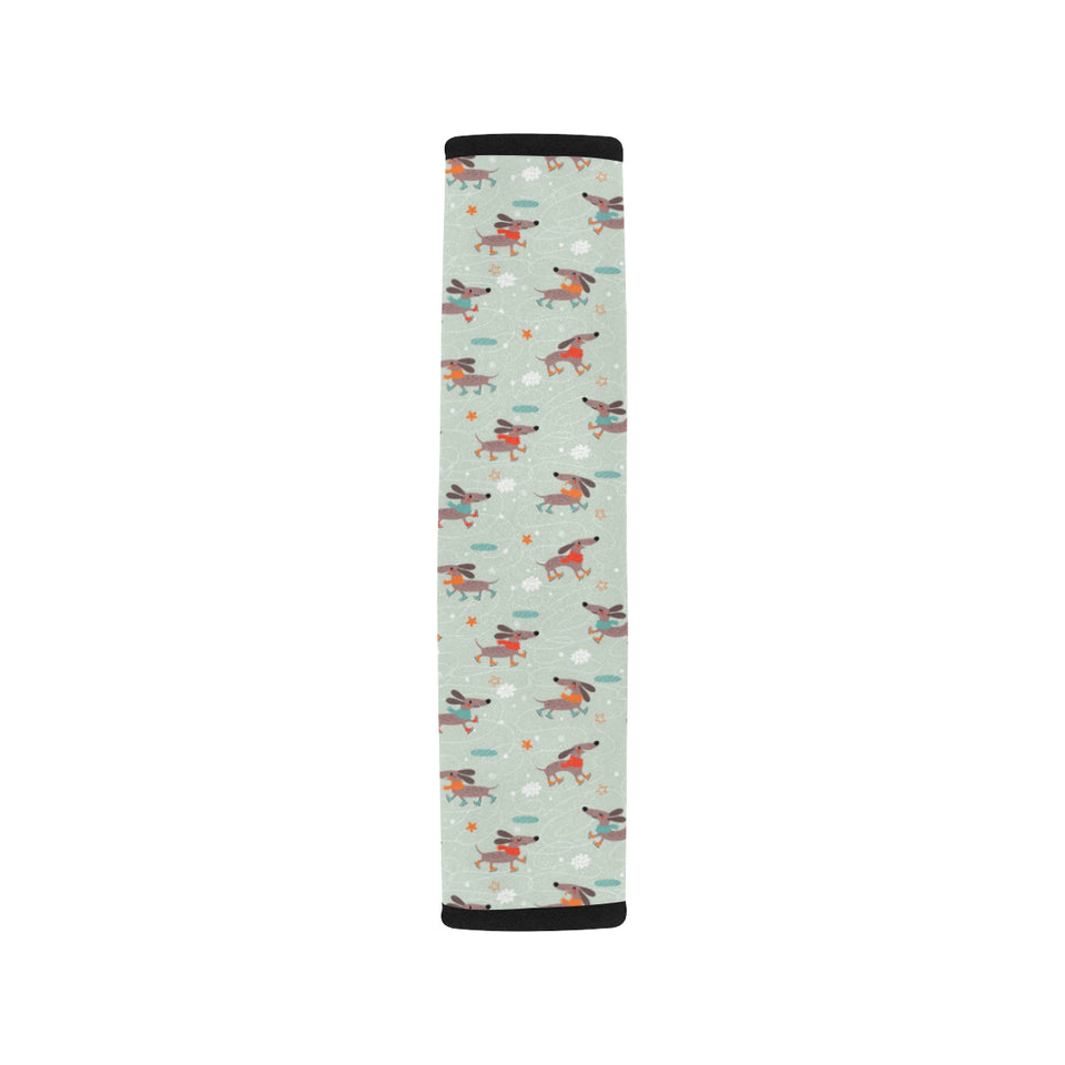 Dachshund Skating Pattern Car Seat Belt Cover