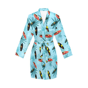 Surfboard Pattern Print Design 03 Women's Long Sleeve Belted Night Robe