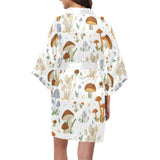 Mushroom Pattern Theme Women's Short Kimono Robe