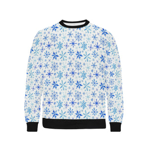 Blue Snowflake Pattern Men's Crew Neck Sweatshirt