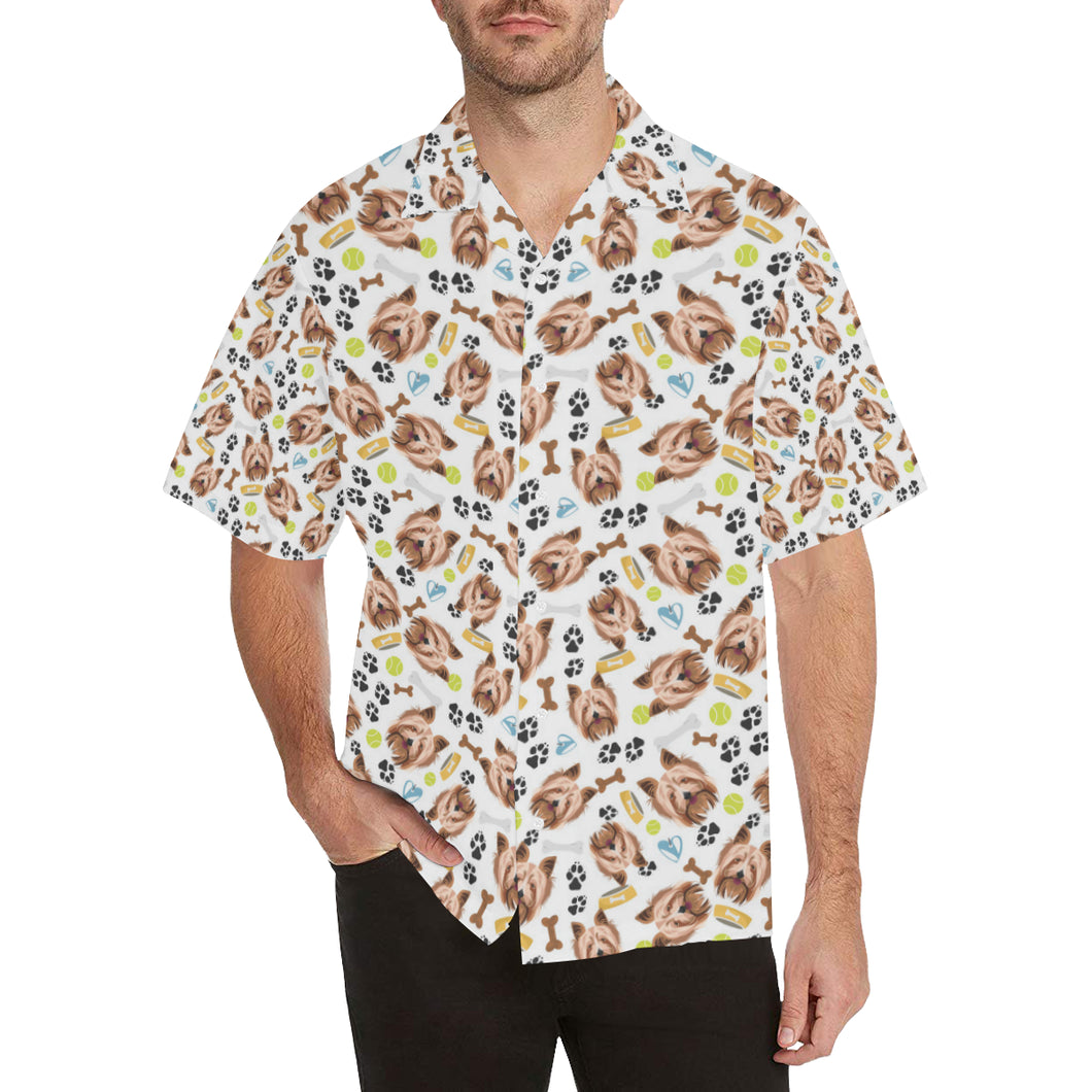 Yorkshire Terrier Pattern Print Design 05 Men's All Over Print Hawaiian Shirt (Model T58)