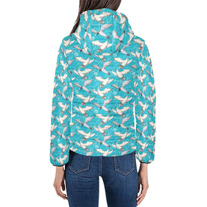 Seagull Pattern Print Design 03 Women's Padded Hooded Jacket