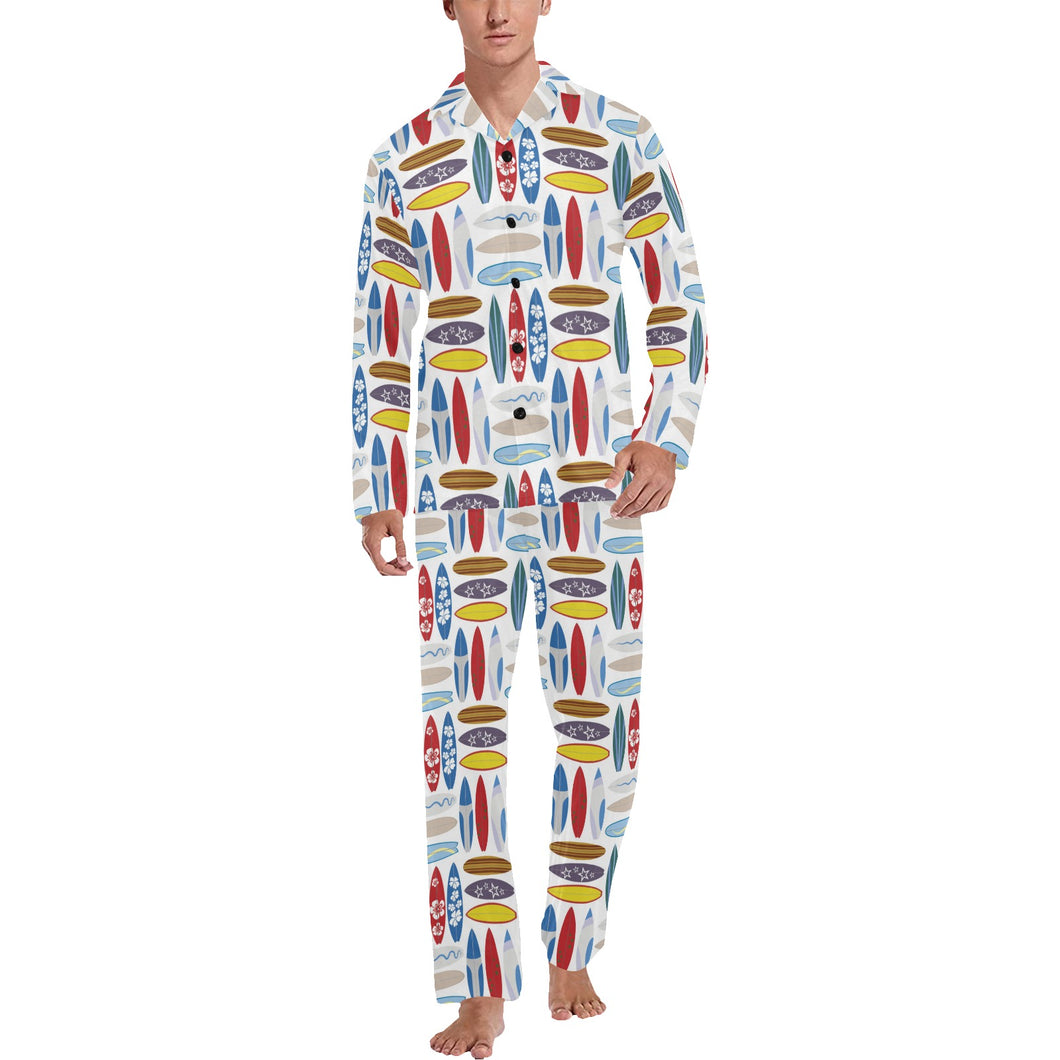 Surfboard Pattern Print Design 02 Men's Long Pajama Set