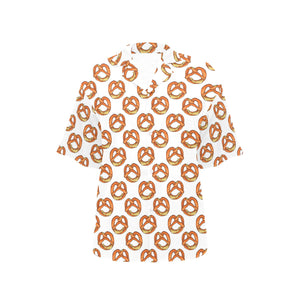 Pretzels Pattern Print Design 03 Women's All Over Print Hawaiian Shirt