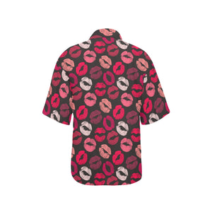 Lips Pattern Print Design 02 Women's All Over Print Hawaiian Shirt