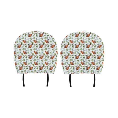 Squirrel Pattern Print Design 02 Car Headrest Cover