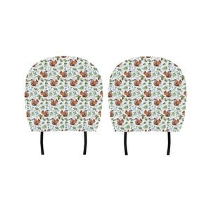 Squirrel Pattern Print Design 02 Car Headrest Cover