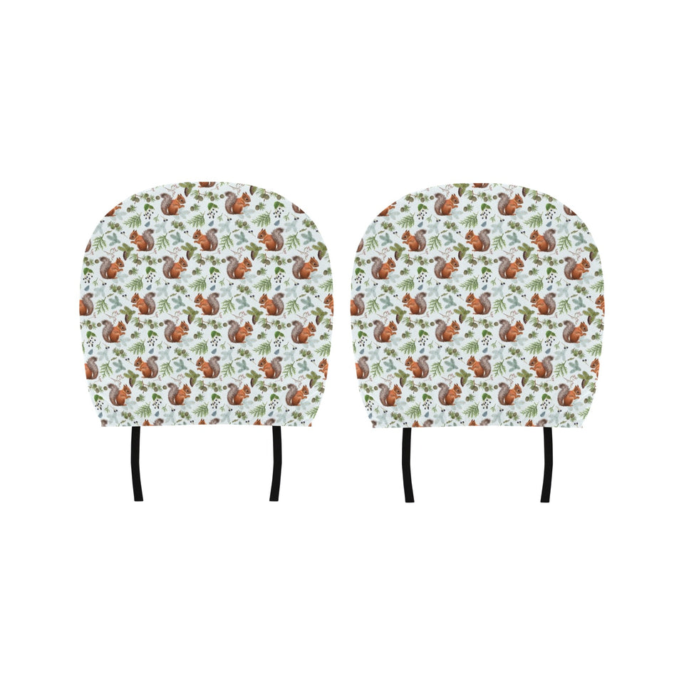 Squirrel Pattern Print Design 02 Car Headrest Cover