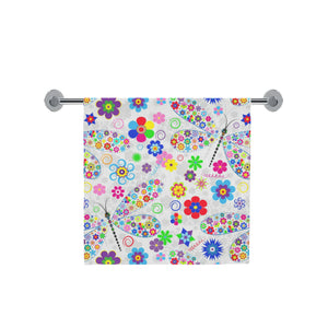 Dragonfly Color Flower Pattern Bath Towel