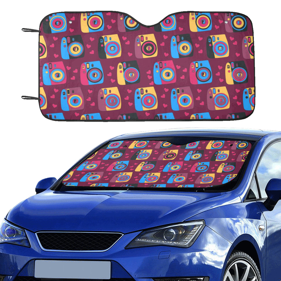 Camera Pattern Print Design 04 Car Sun Shade