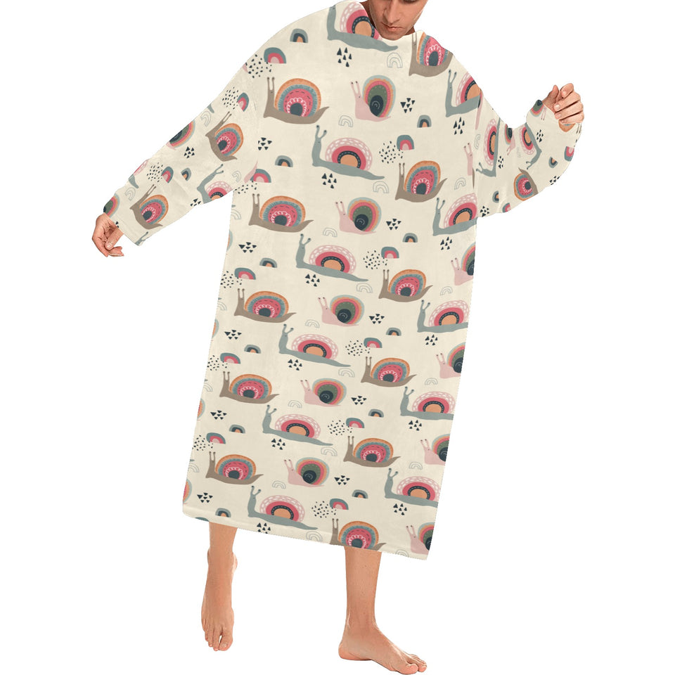 Snail Pattern Print Design 04 Blanket Robe with Sleeves