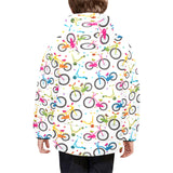 Bicycle Pattern Print Design 02 Kids' Boys' Girls' Padded Hooded Jacket