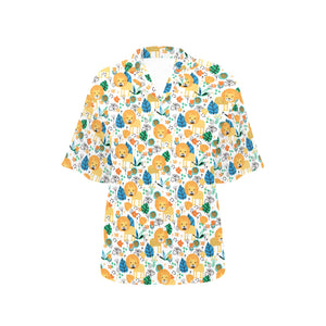 Lion Pattern Print Design 02 Women's All Over Print Hawaiian Shirt