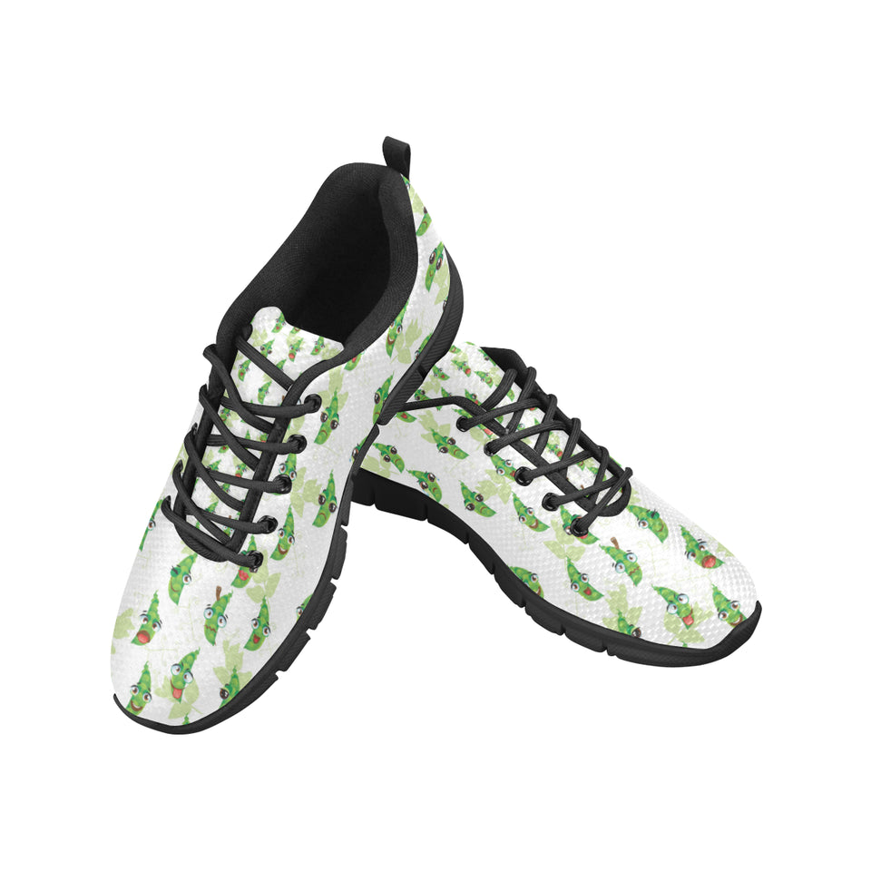 Green Peas Pattern Print Design 04 Women's Sneakers Black