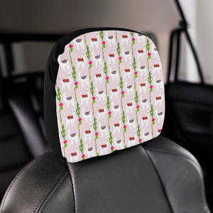 Llama Cactus Pattern Car Headrest Cover