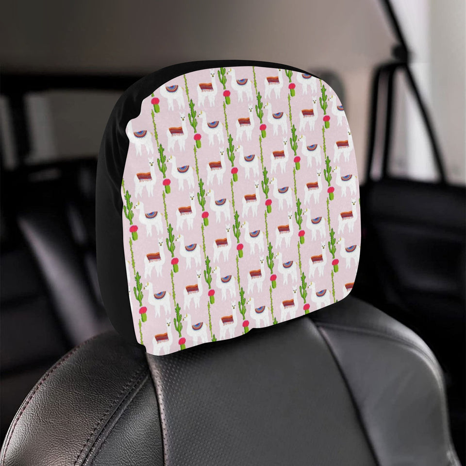 Llama Cactus Pattern Car Headrest Cover