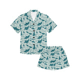 Stingray Pattern Print Design 01 Kids' Boys' Girls' V-Neck Short Pajama Set