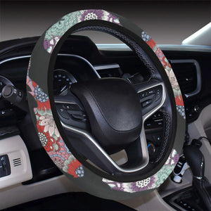Whale Flower Tribal Pattern Car Steering Wheel Cover