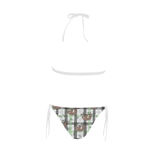 Sloth Pattern Stripe Background Sexy Bikinis Two-Pieces Swimsuits