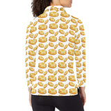 Pancake Pattern Print Design 05 Women's Long Sleeve Polo Shirt