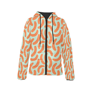 Sausage Pattern Print Design 04 Women's Padded Hooded Jacket