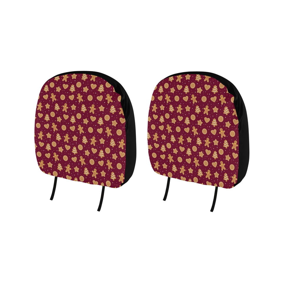 Christmas Ginger Cookie Pattern Background Car Headrest Cover