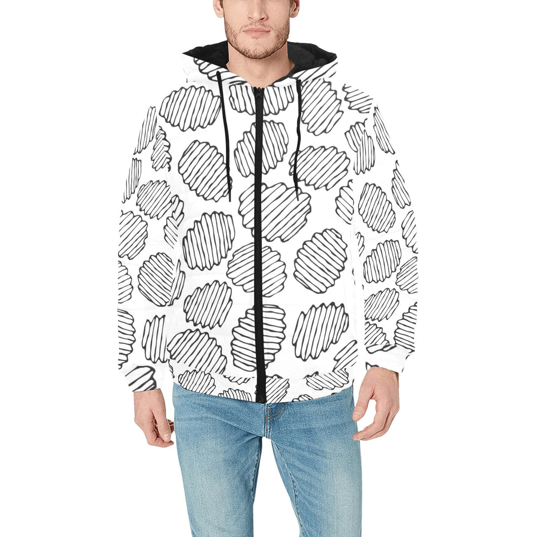 Potato Chips Pattern Print Design 03 Men's Padded Hooded Jacket(ModelH42)