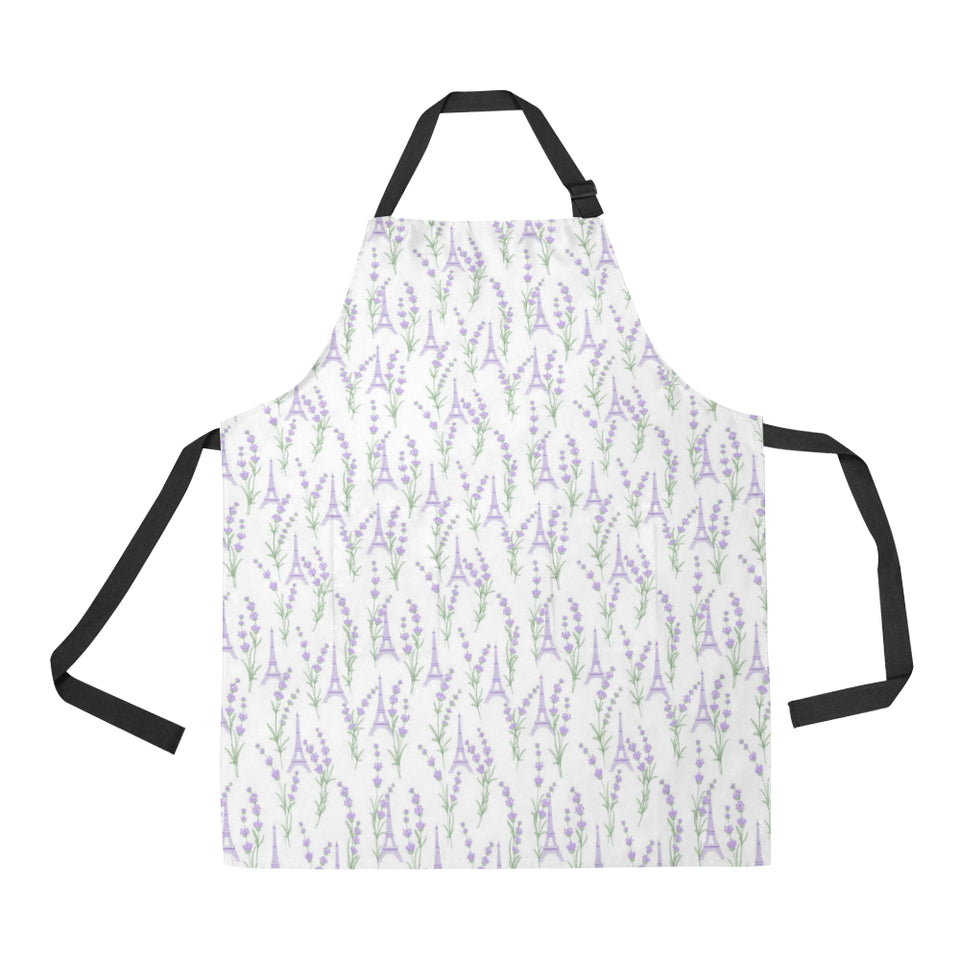 Eiffel Tower Lavender Pattern Print Design 01 Adjustable Apron