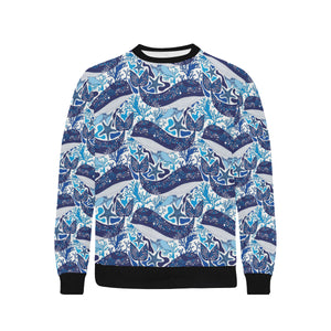 Whale Starfish Pattern Men's Crew Neck Sweatshirt
