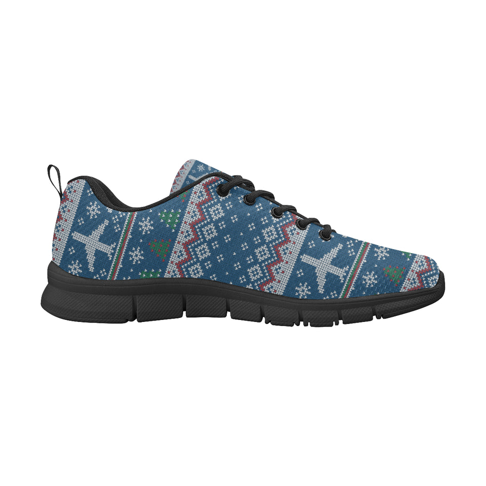 Airplane Sweater printed Pattern Men's Sneakers Black