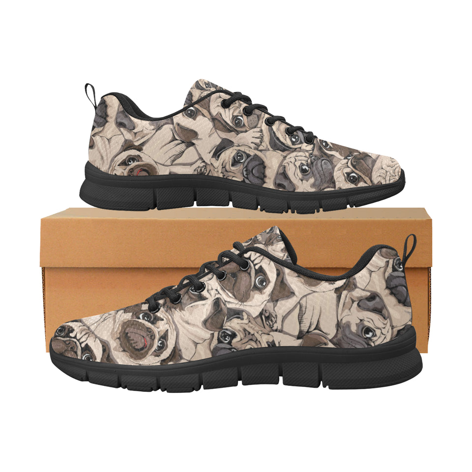 Pug Pattern Background Men's Sneakers Black