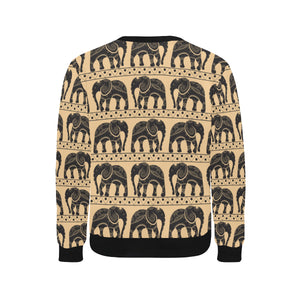 Elephant Pattern Ethnic Motifs Men's Crew Neck Sweatshirt