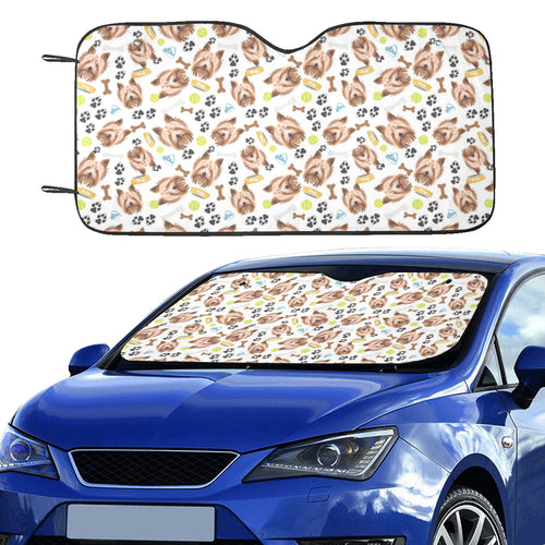 Yorkshire Terrier Pattern Print Design 05 Car Sun Shade