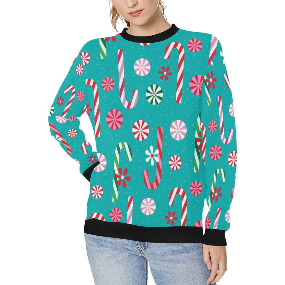 Christmas Candy Pattern Women's Crew Neck Sweatshirt