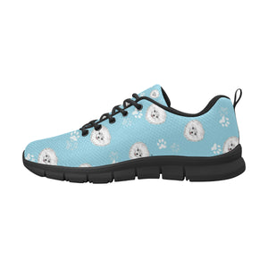 Pomeranian Pattern Blue Background Men's Sneakers Black