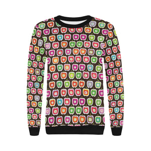Colorful Apple Pattern Women's Crew Neck Sweatshirt