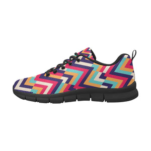 Zigzag Chevron Pattern Background Men's Sneakers Black